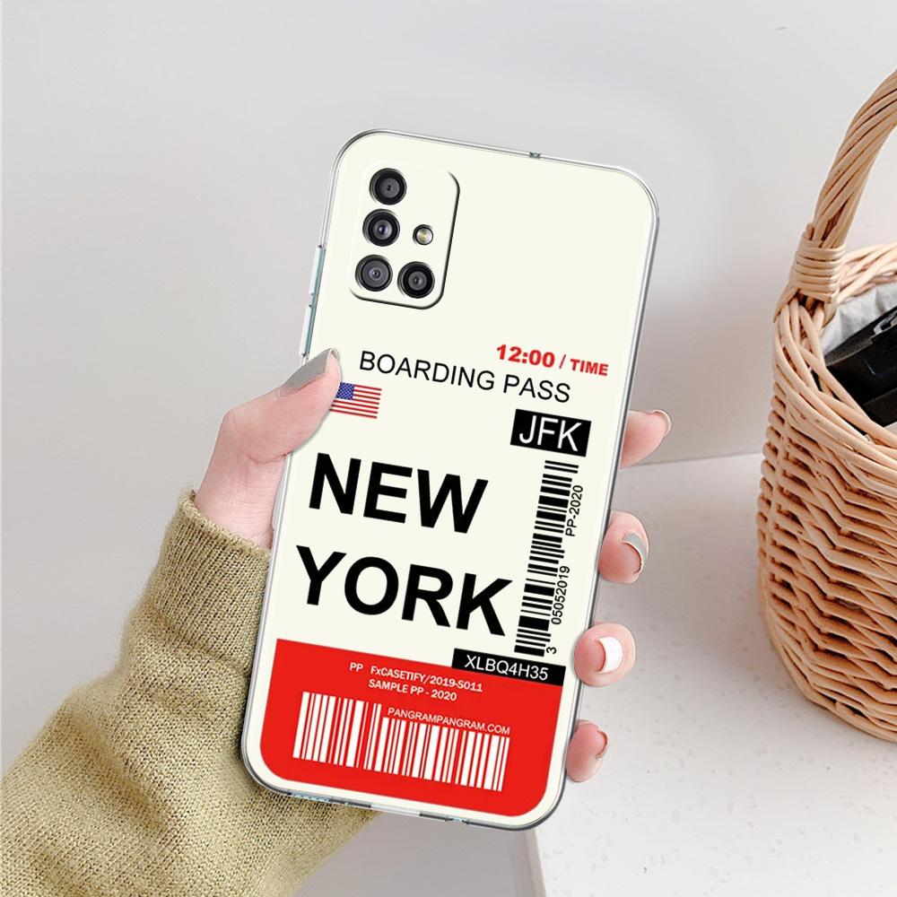 Case For Samsung A15 A13 A35 A55 A51 A71 A41 A31 A05 A17 A23 A25 A33 A53 A73 5G A07 4G Cover World City Travel Ticket New York