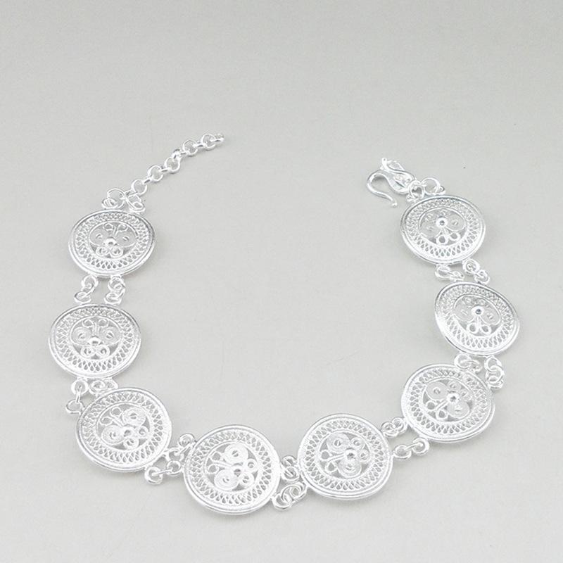 Yinxiu Qiancheng Handmade Pure Silver Peace Drum Butterfly Bracelet - Filigree Ethnic Style 9±0.5g