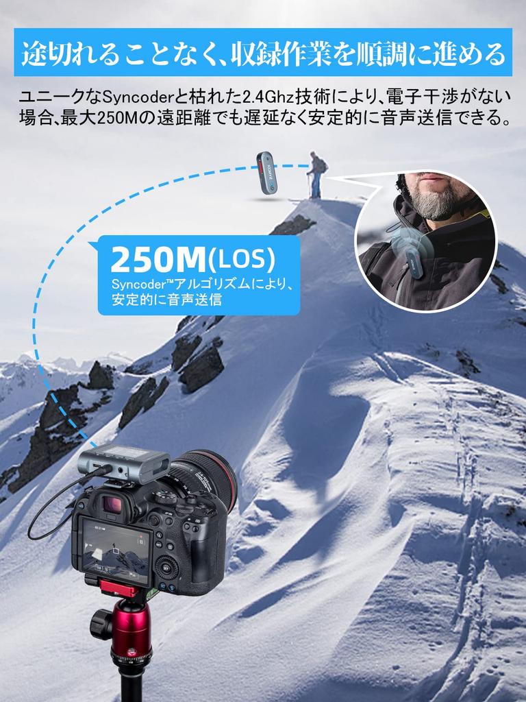 SYNCO G3 Wireless Microphone with Volume Audio and Up to 250m Transmission Triple Compatible with DSLR and Recorders Two-Way Communication, Control,