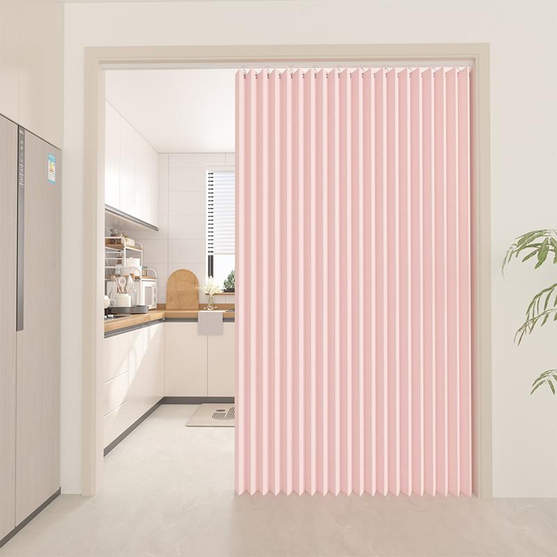 Pleated Folding Door Curtains Natural Blackout Room Valance Curtains with Hooks for Door Way, Accordion Style Closet Privacy