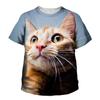 Summer Round Neck 3D Printed Cute Cat Pattern Top Fashionable Casual Short Sleeved Children's Boy and Girl Kids Unisex T-shirts