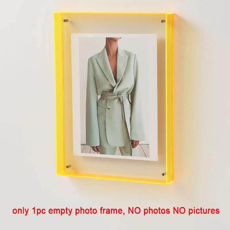 Acrylic Photo Frame Box Transparent Photocard Holder Interior Frame Picture Display Stand Office Home Desktop Wall Decoration