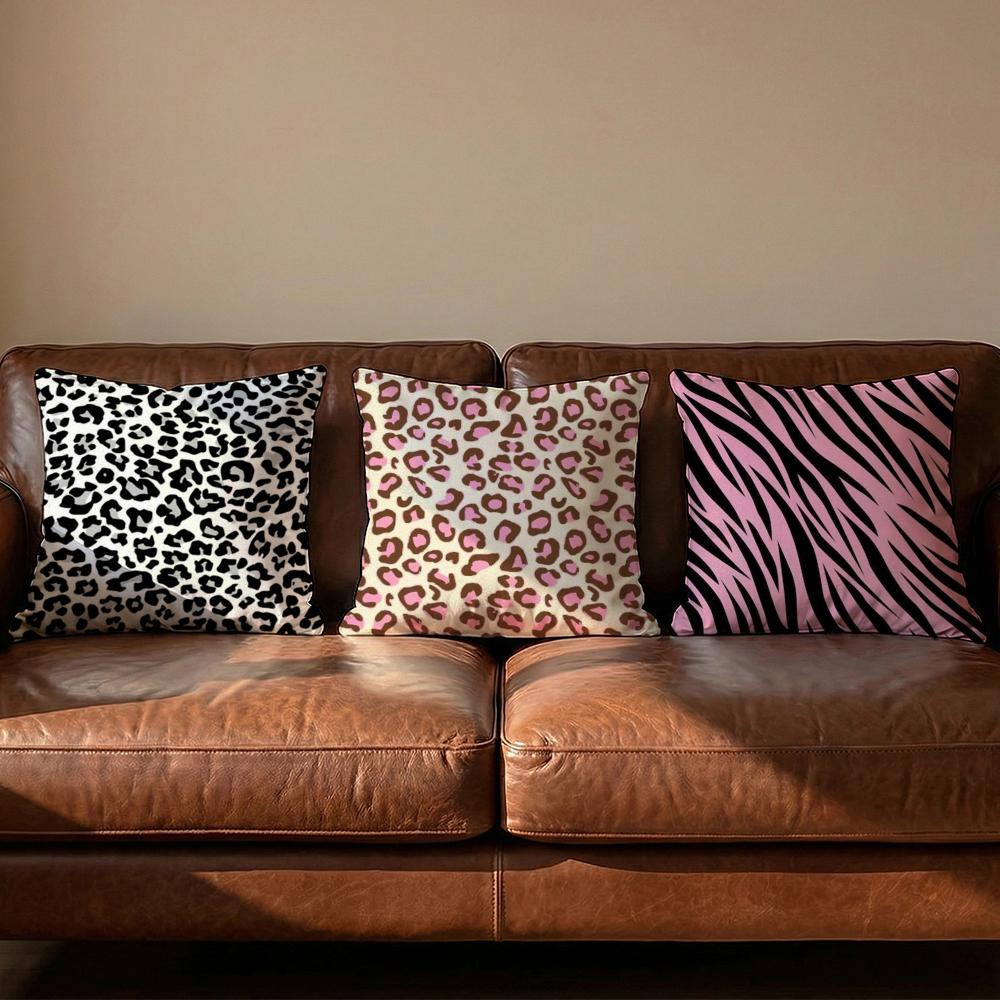 Y2k Fashion Leopard Print Cushion Cover Soft Reversible  Durable Pillow Cover  MultiScene Use for Home  Car Daily Comfort