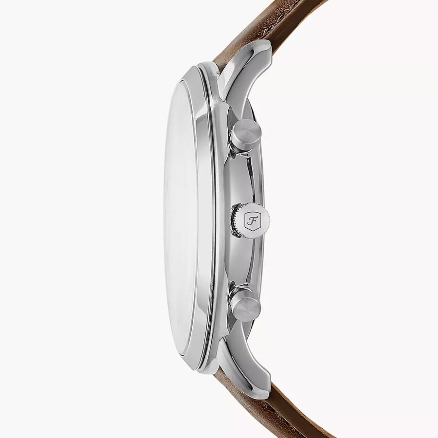 Fossil Unisex Neutral Quartz Watch - White Circular Dial, Leather Strap, Daily Style FS5380