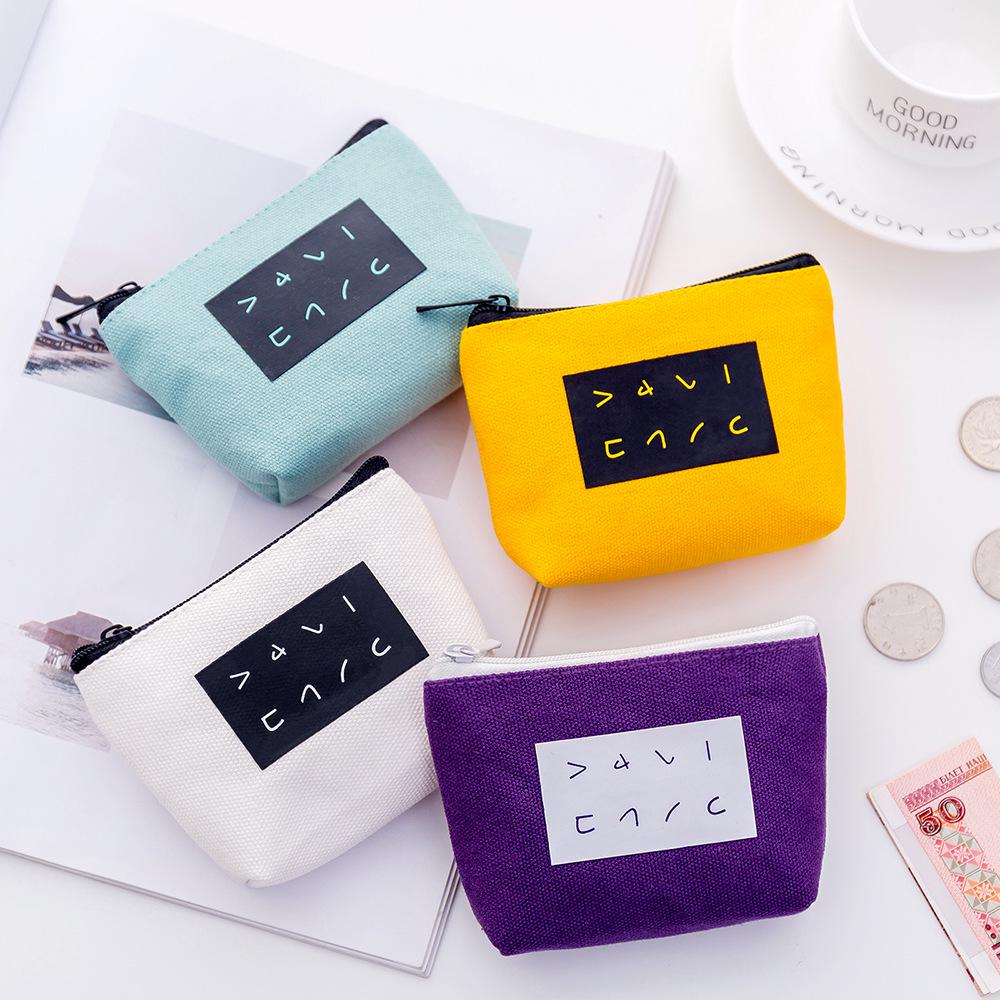 Lavender Leaves Pattern Canvas Change Coin Purse Retro Wallet Bag With Zip