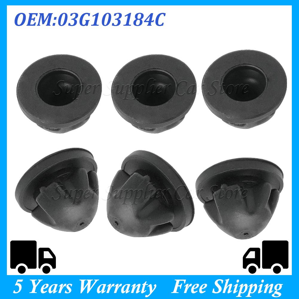For A3 8P1 2.0 1968 Ccm 6Pcs Car Engine Cover Grommet Rubber Trim Engine Top Cover Trim Rubber Mount Grommet 03G103184C