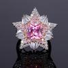 Jewelry Smart Star Flower Necklace Women'S Pink Diamond Pentagram Ring Light Luxury Citrine Zircon Ring