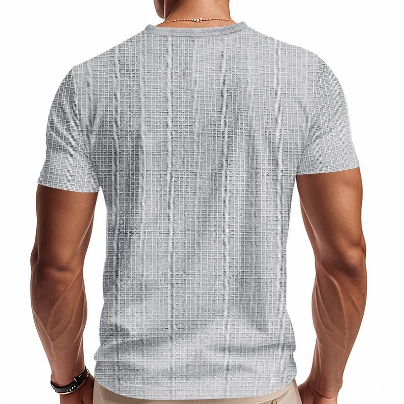 Herren Sommer T-Shirt, Faux Leinen Slub Locker Atmungsaktiv Sportlich Lässig V-Ausschnitt Kurzarm Tee