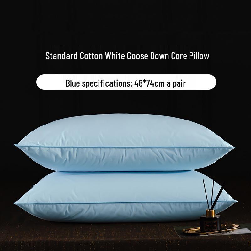 Luxury Goose Down Pillow with Cotton Cover for Neck Support