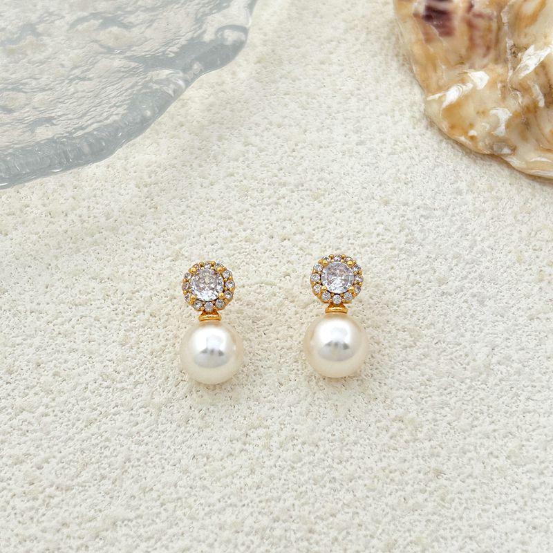

Fashion Commuter Geometric Round Micro Zircon Stud Earrings Female золотой