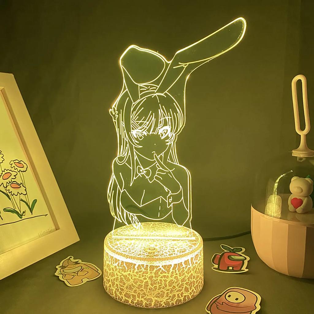 Anime Waifu Mai Sakurajima Led Night Light For Bedroom Decor Mai Light Gift For Friend Sakurajima Bunny Girl Led Lamp Anime Gift