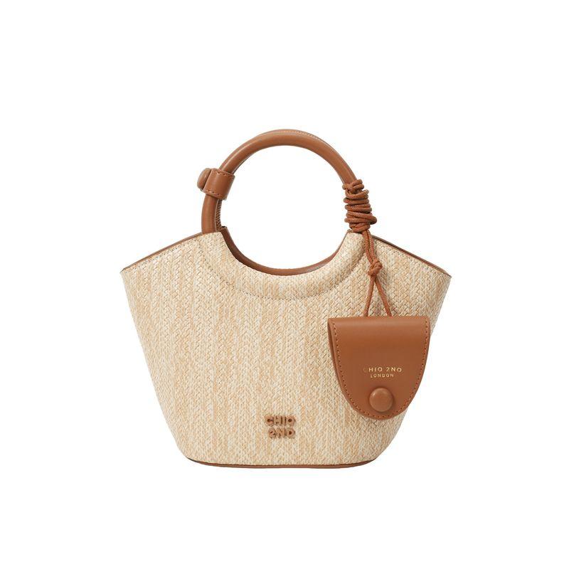 

South Style Chio2n Palm Island Tote Bag Women s Summer Woven Bag Portable Straw-Weaved Bag Shoulder Messenger Bag Rice Brown(Collection order priority delivery)