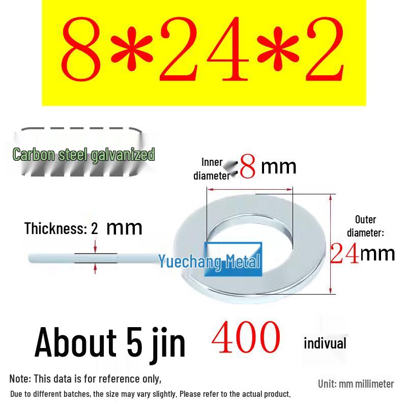 Galvanized Iron Flat and Square Washer Set - Thick, Enlarged, Extra Large, and Special Shapes
