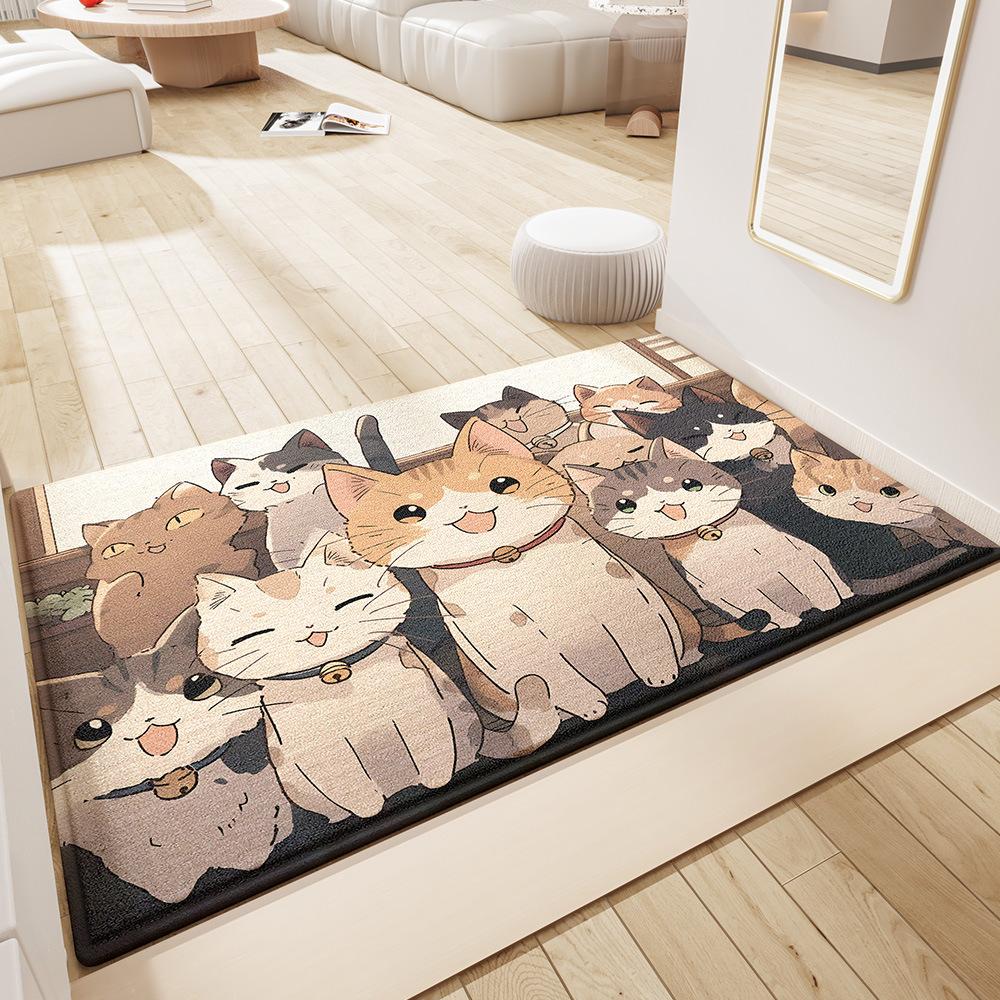 

Мультяшный милый кот входная дверь нескользящий бархатный коврик Keni бытовой пылепоглощающий входная дверь ковер 60*90cm