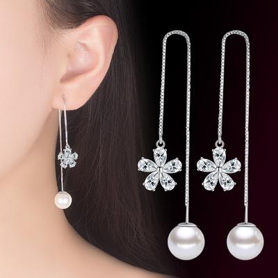 Pearl Elegant Earrings Medium and Long Earrings Fringed Earrings Simple Temperament Earrings Women