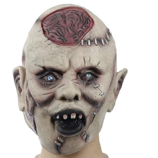 Halloween Scary Skull Ghost Latex Mask with Exploding Brain