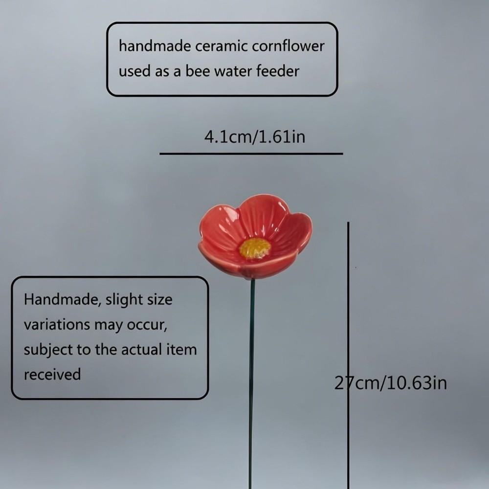 3pcs Ceramic Bee Butterfly Water Dispenser Colorful Artificial Flower  Garden Stake