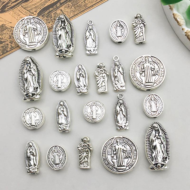 Νέο Αντίκ Μενταγιόν Μαντόνα από Κράμα Ασημιού σε Ρετρό Στυλ για Αξεσουάρ Κοσμημάτων DIY