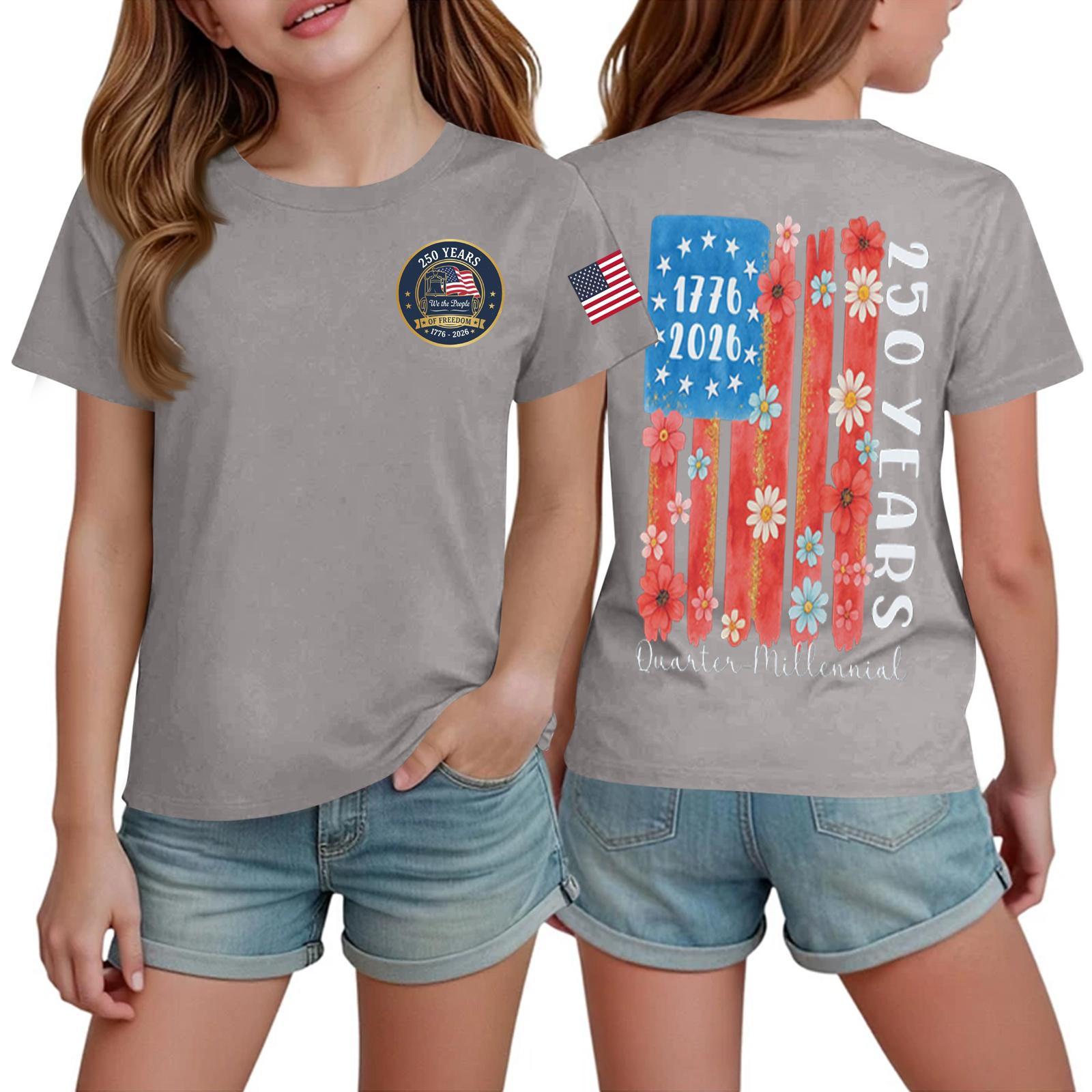 

Kids Independence Day Printed Crew Neck Short Sleeve T Shirt Casual Top for Boys and Girls Soft Comfortable Fabric 120