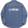 Li Ning Skateboard Series Letter Button Down Loose Long Sleeve Shirt Men shirts Light-Blue Denim ASHU519-3