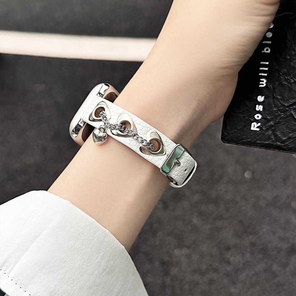 Lederarmband für iWatch Ultra3 2 11 10 9 8 7 6 5 Se3 Liebes-Metallarmband für Apple Watch 40mm 41 42mm 44 45mm 46 49mm