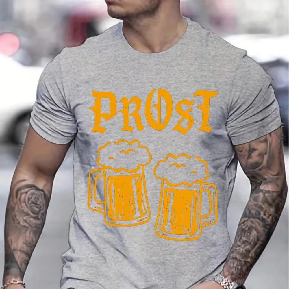 Beer Celebration Graphic Design Gifts T-shirt Men Cheers Beers Print Summer Casual Tops Man Beer Lover Essential Classic Tops