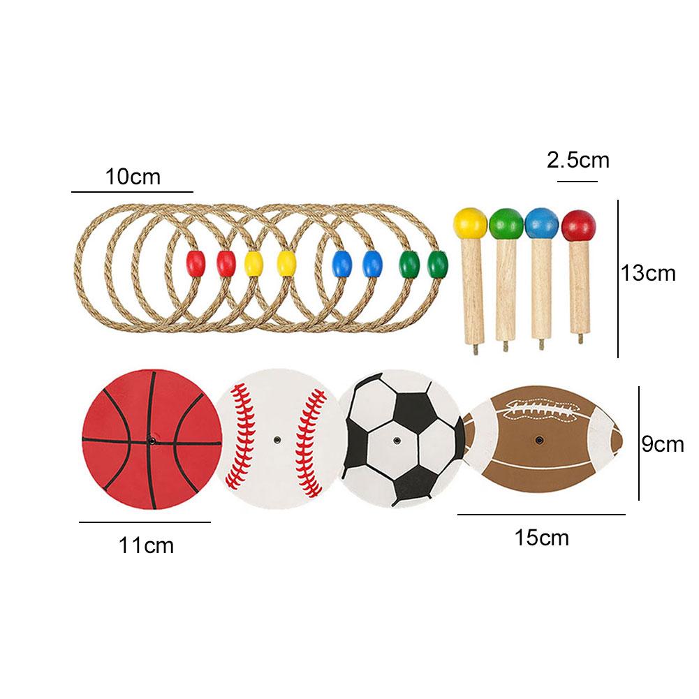 Rope Ring Toss Game Toy Set 4 Targets Stands & 8 Rings Fun Ring Throwing Game Backyard Games for Kids & Adults
