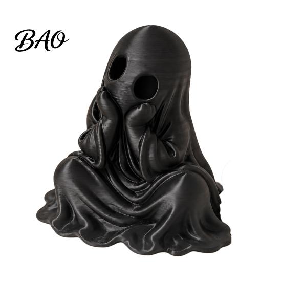 Unique Holiday Gift for Friends 3D Printed Halloween Ghost Figurine, Cute Chin-Resting Spooky Desk Decor, Modern Decor Shelf Funny Ornament Home Party