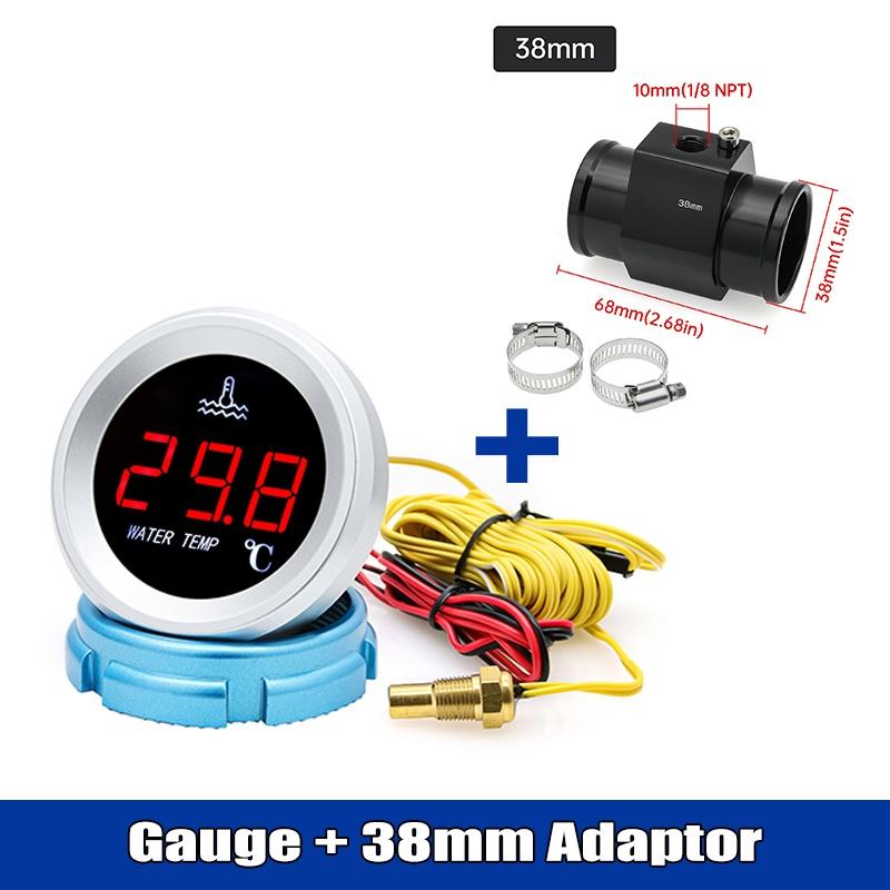 52mm 9-36V Car Digital Water Temperature Gauge 0-120℃ LED Display With 1/8NPT Sensor Warning Alarm For Marine Boat Car Truck