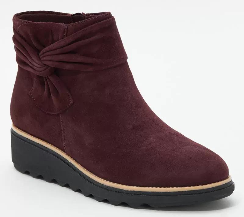 

2026 Winter Short Boots Side Zipper Bowties Ladies Boot Female Footwear Women s Autumn Boots Mid Heel Wedges Shoes 35 вино красного