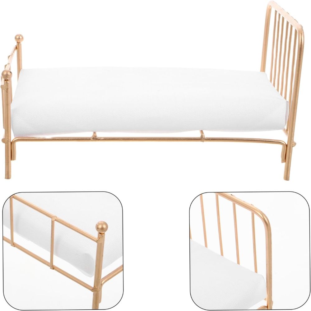 1:12 Scale Dollhouse Bed Bedroom Scene Mini Bed Model Doll Bed Furniture  Dollhouse Accessories