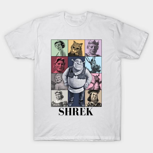 

Men Black Print T-shirt Shrek Eras Tour Swamped Vintage Cartoon No-Cut Transfer Paper Print Cotton Tshirt XL белый