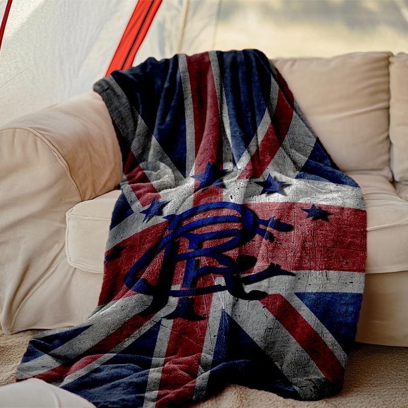 [1pc Rangers FC Blanket] All-Season Blanket - Cozy Blanket for Sofa Couch Home Decoration, Digital Printed Nap Blanket