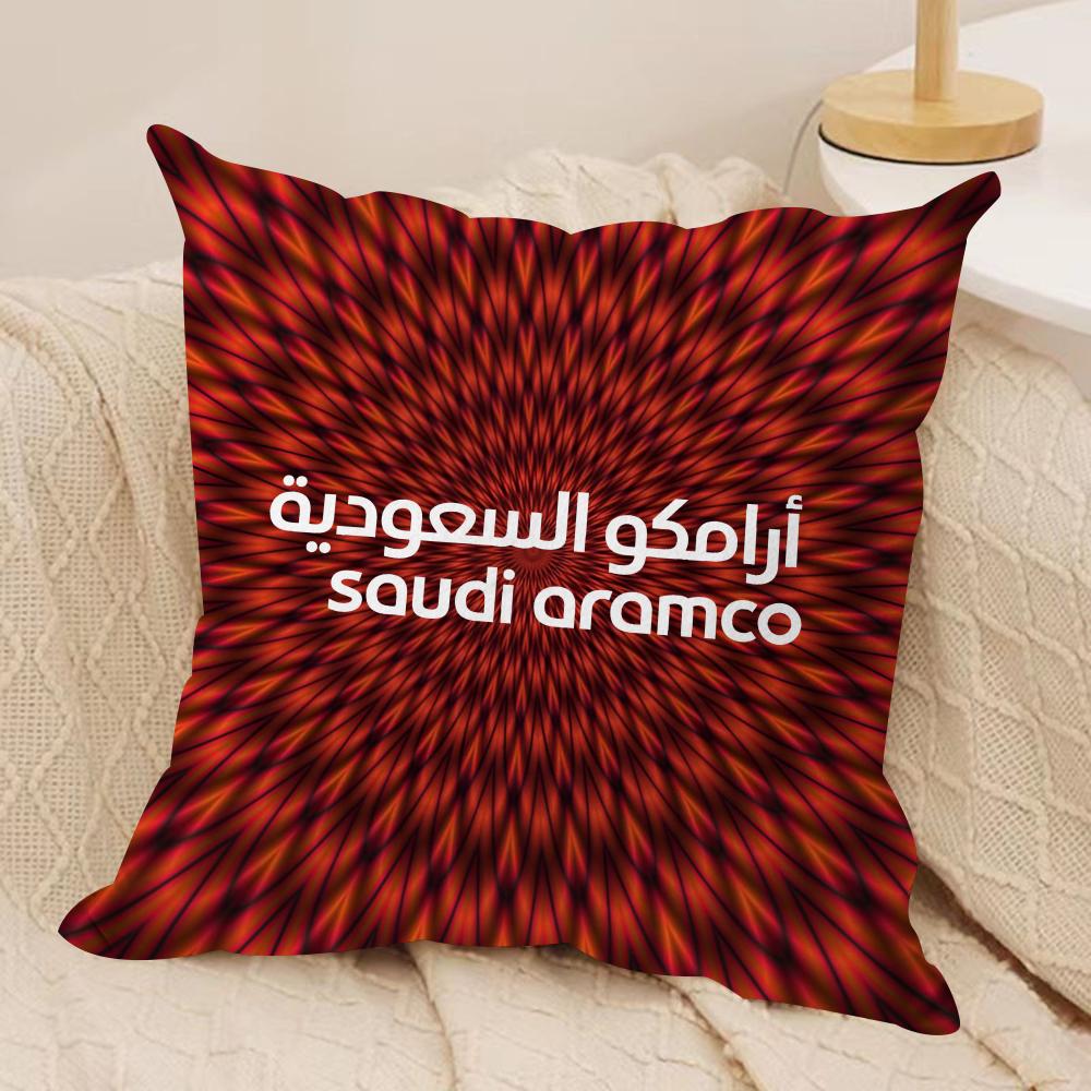 S-Saudi A-Aramco Cushion Cover Soft Plush Fabric Double-Sided Printed Sofa Cushion Cover for All Seasons Home Decor Gift