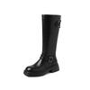 Sweet and cool Spice Girls simple but knee knight boots 2025 autumn and winter new round head thick sole thick heel belt buckle high boots