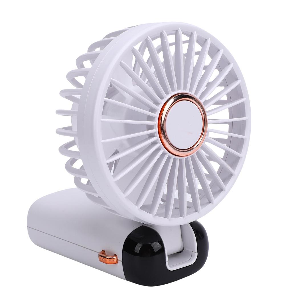 Portable Mini Handheld Fan Rechargeable 5 Speed Adjustment Compact Lightweight for Outdoor Desk Use with Base White