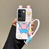 KEYSION Cute Ear Cartoon Case for VIVO V29 5G with Lanyard Soft Silicone+PC Shockproof Phone Back Cover for VIVO V29 5G