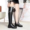Fashion AIYUQI Women's Over Knee Boots Winter Fashion Middle Heel Fur Long Boots Women Genuine Leather Rider Boots Ladies