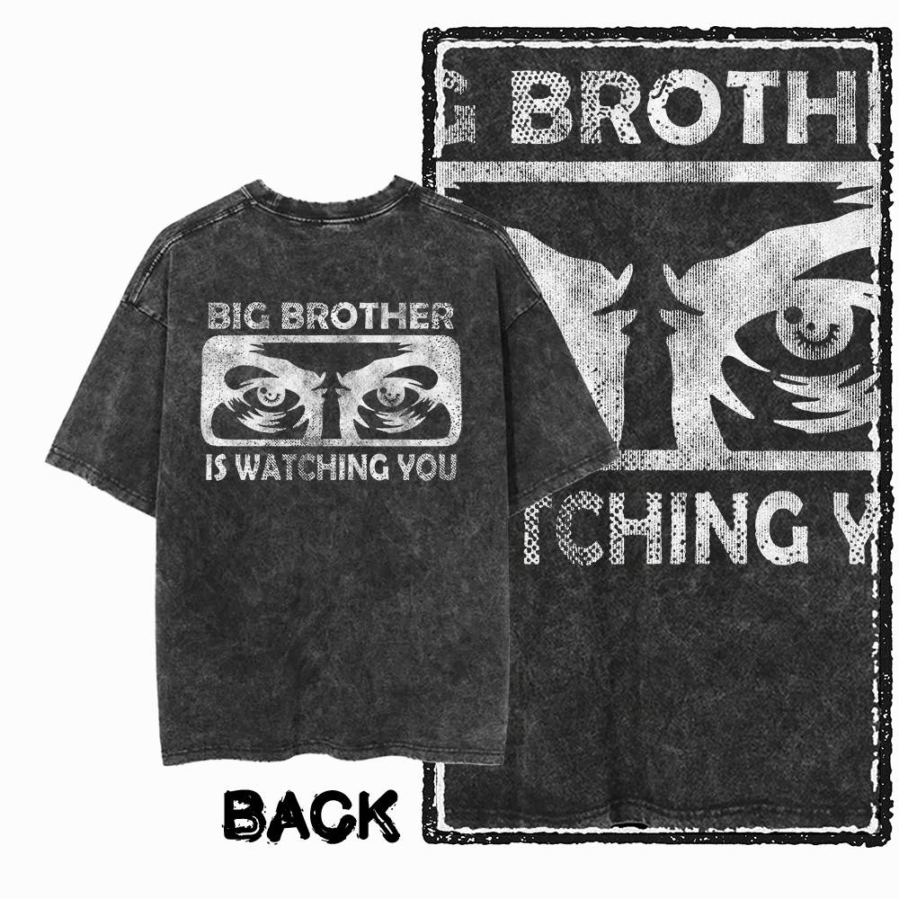 G02 Back Print Cotton Big Size 1984 Graphic Men T-shirt | Acid Washed  Streetwear Cool Vintage O-neck Men's Tee Tshirt