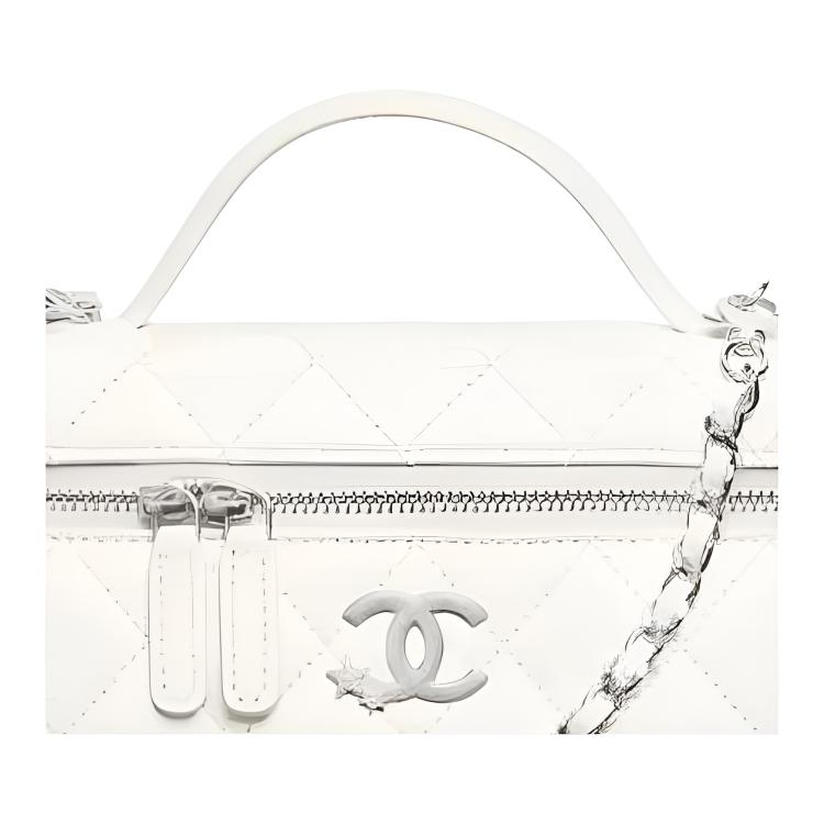 Chanel 25b Star Series Classic Logo Particle Leather Silver Chain Single Shoulder Handbag For Women White