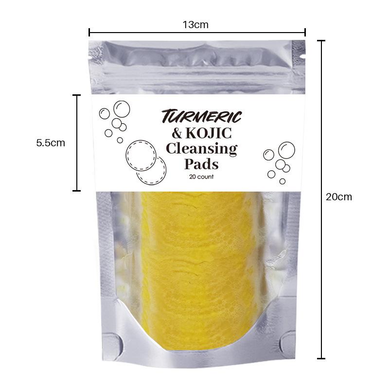 20/30/40/50PCS Turmeric Kojic Acid Cleansing Pads Oil Control Brightening Skin Facial Clean Exfoliating Sponges Skincare Tools