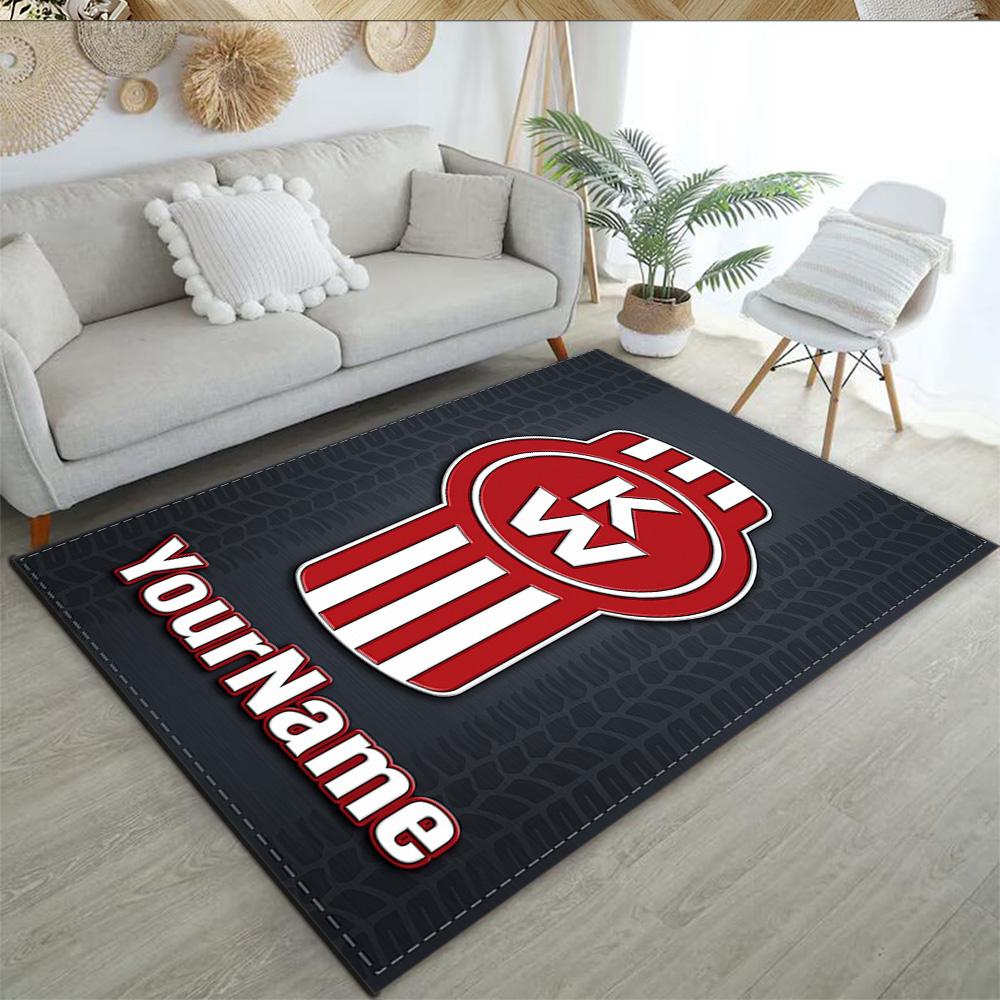 Kw Heavy Trucks Customizable Name Area Rug Design for Living Rooms Game Room Bedrooms Kitchen Anti-slip Rug Decorate Offices Perfect Gift for Women/Me