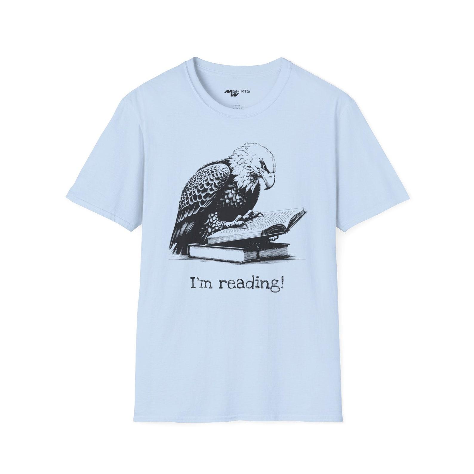 Eagle Reading Book T-Shirt: Copper Engraved Style Art Print 2XL