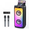 T10-T Wireless Bluetooth Speaker Karaoke Machine with 2 Microphone Home Karaoke Party Speaker with Led Light Stage Subwoofers