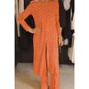 New Trendy Round-neck Long-sleeved Split Polka Dot Long Pants Casual Suit for Women