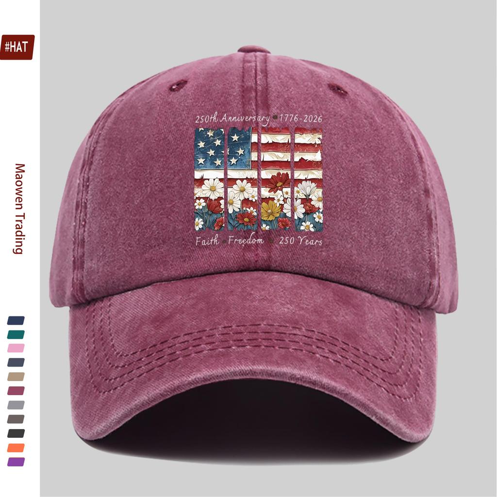 Pc American Flag and Floral Pattern Printed Baseball Cap Th Anniversary of American Independence Day Printed Decorative Hat