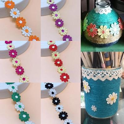 1Yard Colorful DIY Knitting Sewing Supplies Daisy Flower Patchwork Handmade Wedding Lace Trim Crafts Embroidered Ribbon