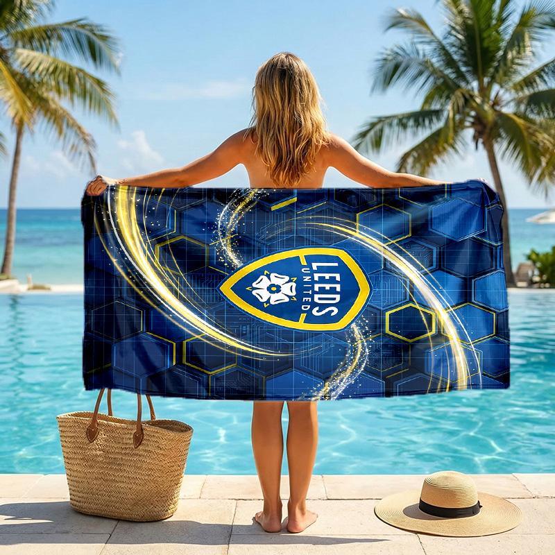 Leeds United Fußball Strandtuch Weiches Mikrofaser Sommerhandtuch Schnelltrocknendes Saugfähiges Handtuch für Strand Schwimmbad Reisen