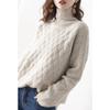 Women Casual Chic Loose Cashmere Sweater Autumn Winter Oversize Thick Long Sleeve Turtleneck Warm Knit Pullovers