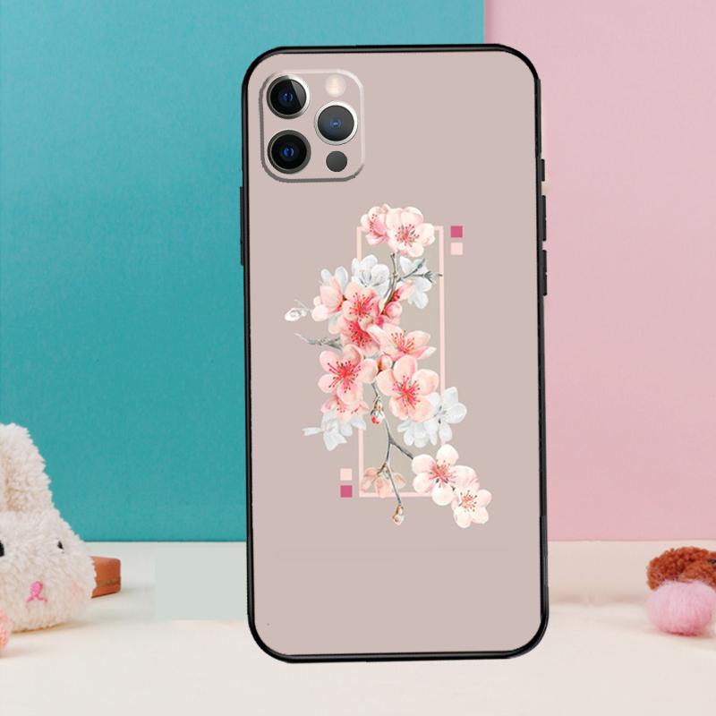 Aesthetics Flower Phone Case For iPhone 17 Air 16 15 13 12 11 14 Pro Max 12 13 mini 15 16 Plus 16e Cover Coque